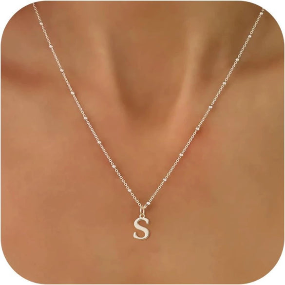 Women's Casual Ball Chain Necklace With Stainless Steel Letter Pendant Electroplated Alloy Jewelry