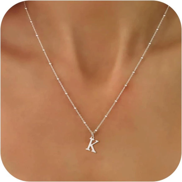 Women's Casual Ball Chain Necklace With Stainless Steel Letter Pendant Electroplated Alloy Jewelry