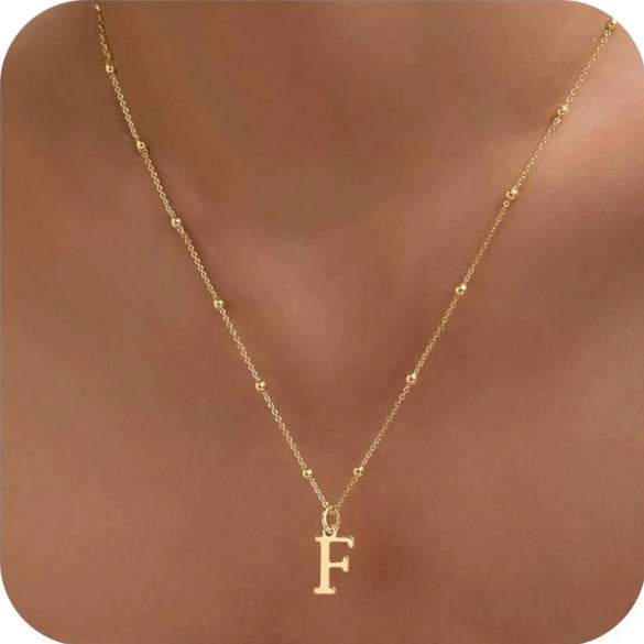 Women's Casual Ball Chain Necklace With Stainless Steel Letter Pendant Electroplated Alloy Jewelry