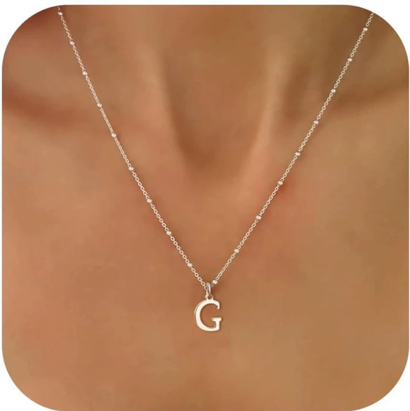 Women's Casual Ball Chain Necklace With Stainless Steel Letter Pendant Electroplated Alloy Jewelry