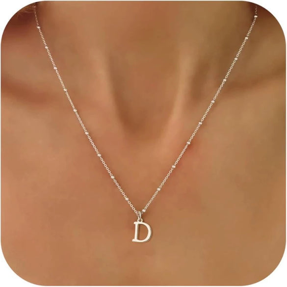 Women's Casual Ball Chain Necklace With Stainless Steel Letter Pendant Electroplated Alloy Jewelry