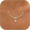 Women's Casual Copper Leaf Pendant Necklace With Pearl Lucky Bag Design Electroplated Non Fading Clavicle Chain Daily Jewelry