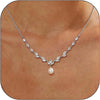 Women's Casual Copper Leaf Pendant Necklace With Pearl Lucky Bag Design Electroplated Non Fading Clavicle Chain Daily Jewelry