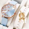 Women's Casual Digital Watch Alloy Case Gold Buckle Imitation Leather Strap Round Dial