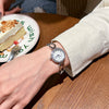 Women's Casual Elegant Alloy And Stainless Steel Quartz Bracelet Watch With Round Dial And Rhinestone Frame