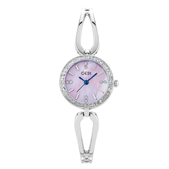 Women's Casual Elegant Alloy And Stainless Steel Quartz Bracelet Watch With Round Dial And Rhinestone Frame