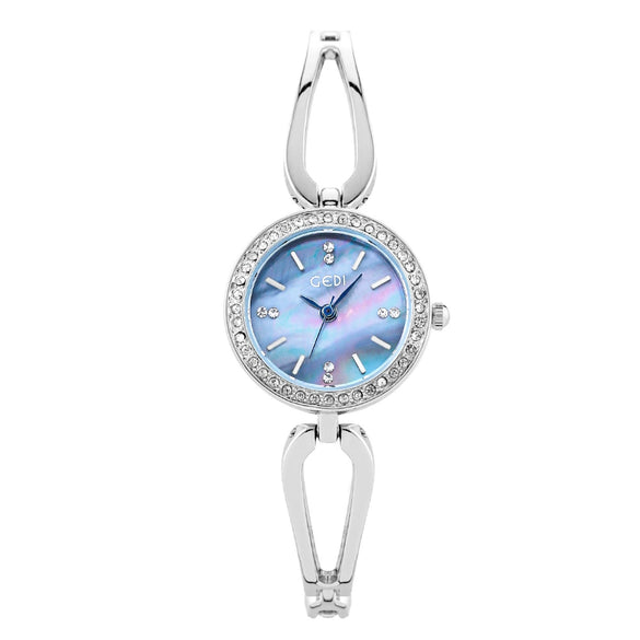 Women's Casual Elegant Alloy And Stainless Steel Quartz Bracelet Watch With Round Dial And Rhinestone Frame