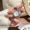 Women's Casual Elegant Alloy And Stainless Steel Quartz Bracelet Watch With Round Dial And Rhinestone Frame