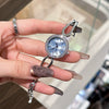 Women's Casual Elegant Alloy And Stainless Steel Quartz Bracelet Watch With Round Dial And Rhinestone Frame