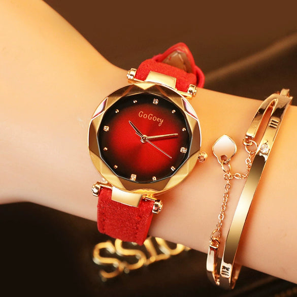 Women's Casual Fashion Alloy Imitation Leather Strap Round Dial Quartz Watch