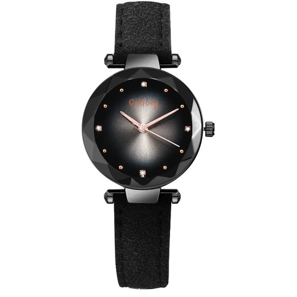 Women's Casual Fashion Alloy Imitation Leather Strap Round Dial Quartz Watch