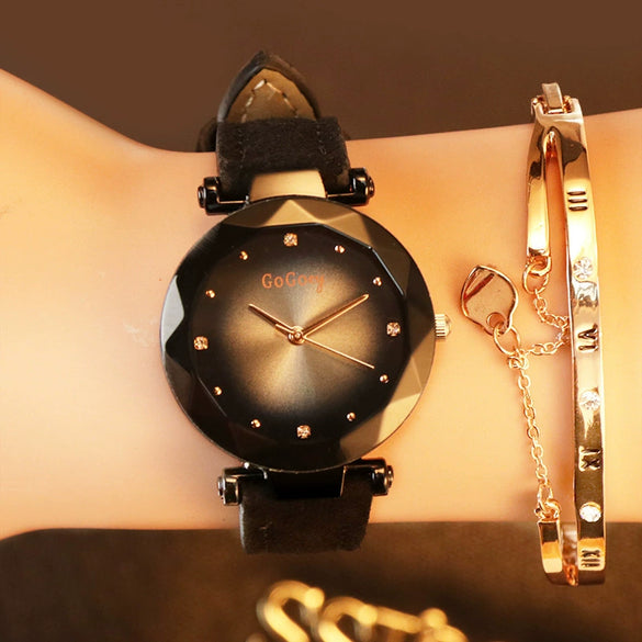 Women's Casual Fashion Alloy Imitation Leather Strap Round Dial Quartz Watch