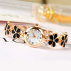 Women's Casual Fashion Clover Five Leaf Stainless Steel Round Dial Bracelet Watch Jewelry