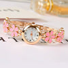Women's Casual Fashion Clover Five Leaf Stainless Steel Round Dial Bracelet Watch Jewelry