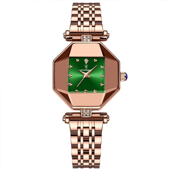 Women's Casual Fashion Quartz Watch Waterproof Ultrathin Alloy Case Stainless Steel Strap Rhombus Dial