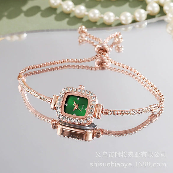 Women's Casual Fashion Square Alloy Watch With Diamondencrusted