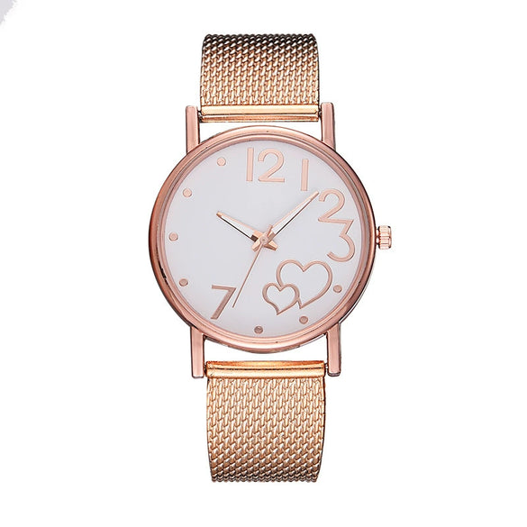 Women's Casual Fashion Watch Alloy Case Silicone Strap Love Shaped Design