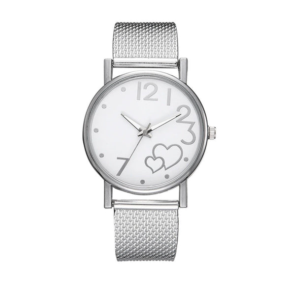 Women's Casual Fashion Watch Alloy Case Silicone Strap Love Shaped Design
