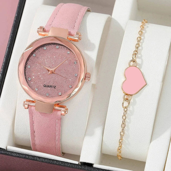 Women's Casual Fashion Watch Alloy Case Stainless Steel Strap Round Dial Pink Rhinestone Surface