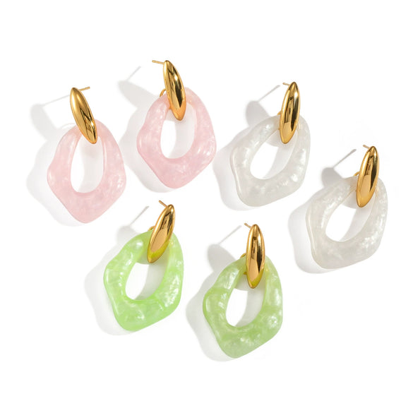 Women's Casual Fresh Versatile Nonstandard Earrings Stainless Steel Geometric Electroplated