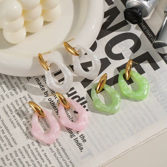 Women's Casual Fresh Versatile Nonstandard Earrings Stainless Steel Geometric Electroplated