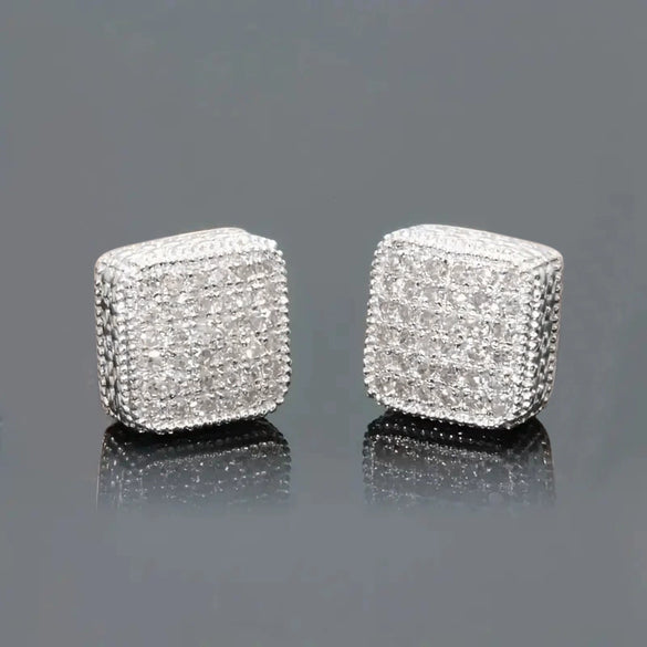 Women's Casual Geometric Minimalist Copper Diamond Stud Earrings With Zirconia
