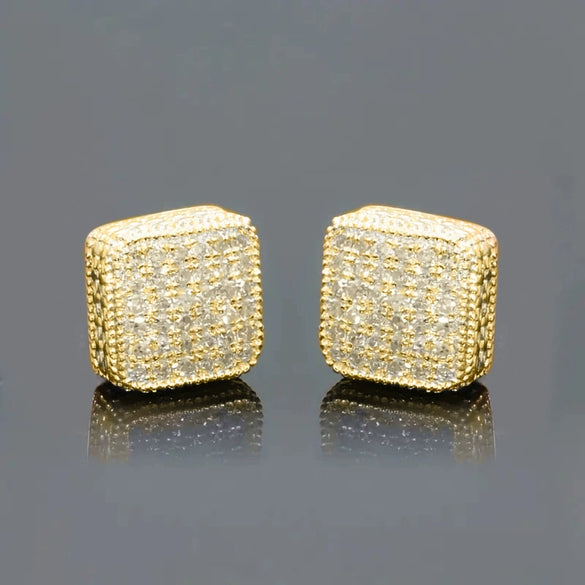 Women's Casual Geometric Minimalist Copper Diamond Stud Earrings With Zirconia