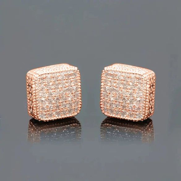 Women's Casual Geometric Minimalist Copper Diamond Stud Earrings With Zirconia