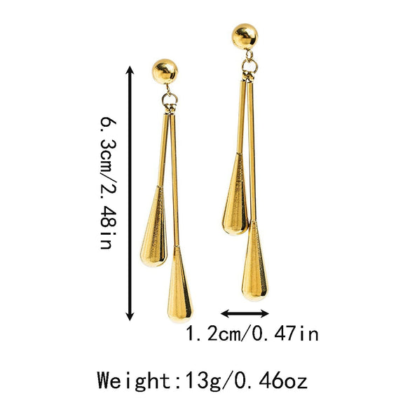 Women's Casual Geometric Stainless Steel Goldplated Water Drop Teardrop Drape Earrings