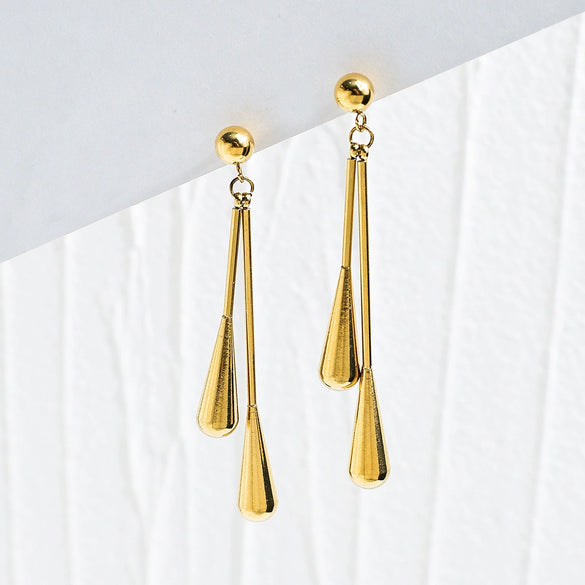 Women's Casual Geometric Stainless Steel Goldplated Water Drop Teardrop Drape Earrings