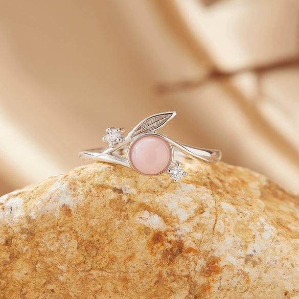 Women's Casual Leaf Style Ring Set With Natural Gemstones In S925 Sterling Silver