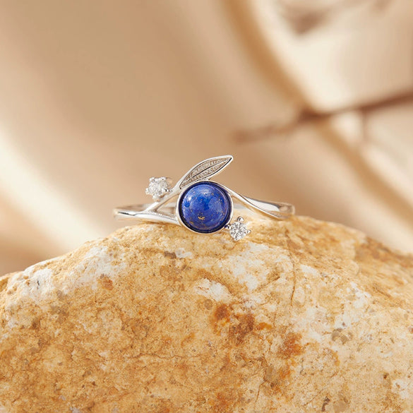 Women's Casual Leaf Style Ring Set With Natural Gemstones In S925 Sterling Silver