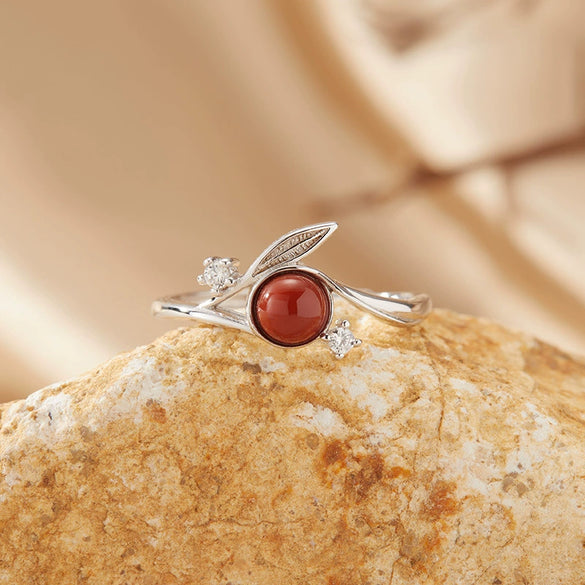 Women's Casual Leaf Style Ring Set With Natural Gemstones In S925 Sterling Silver