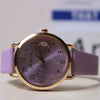 Women's Casual Leather Strap Watch With Moon Pattern Metal Case Stainless Steel Clasp Pu Strap Round Dial