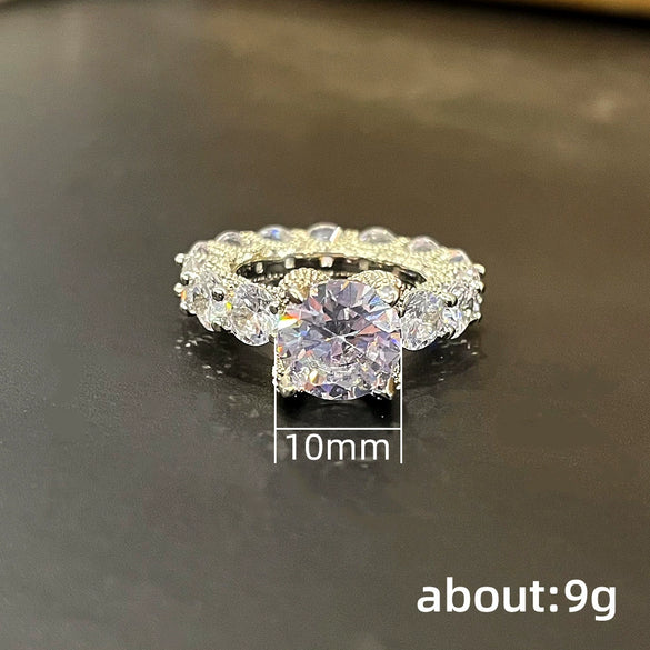 Women's Casual Light Luxury Geometric Copper Inlaid Zircon Ring Jewelry