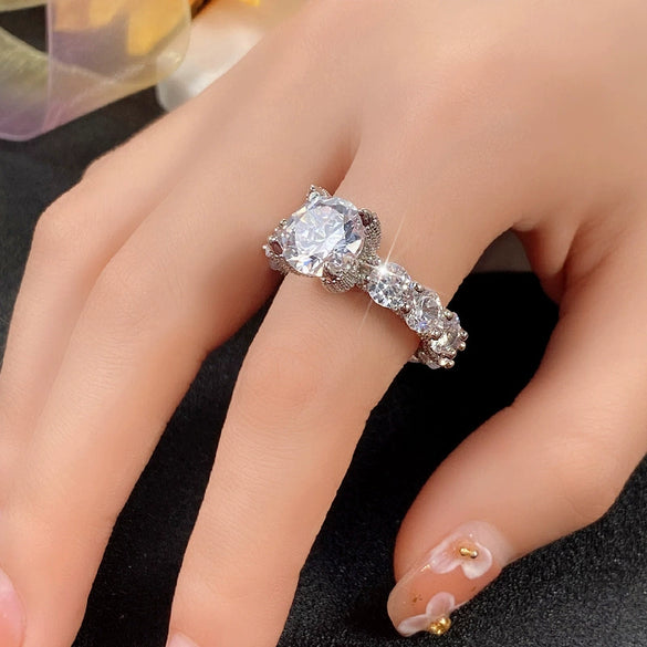 Women's Casual Light Luxury Geometric Copper Inlaid Zircon Ring Jewelry