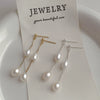 Women's Casual Long Tassel Freshwater Pearl Earrings Copper S925 Silver Needle Geometric Electroplating Design