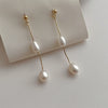 Women's Casual Long Tassel Freshwater Pearl Earrings Copper S925 Silver Needle Geometric Electroplating Design