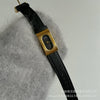 Women's Casual Metal Case Rectangular Dial Genuine Leather Strap Watch