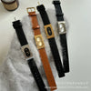 Women's Casual Metal Case Rectangular Dial Genuine Leather Strap Watch