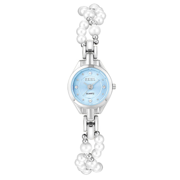 Women's Casual Mini Round Alloy Case And Strap Quartz Watch With Printed Logo