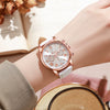 Women's Casual Plastic Case Imitation Leather Belt Round Dial Quartz Watch