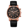 Women's Casual Plastic Case Imitation Leather Belt Round Dial Quartz Watch