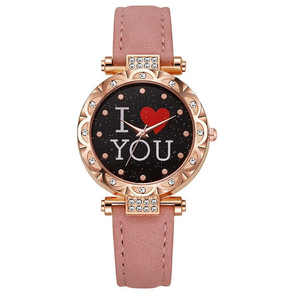 Women's Casual Quartz Digital Watch With Plastic Case Imitation Leather Strap And Round Dial