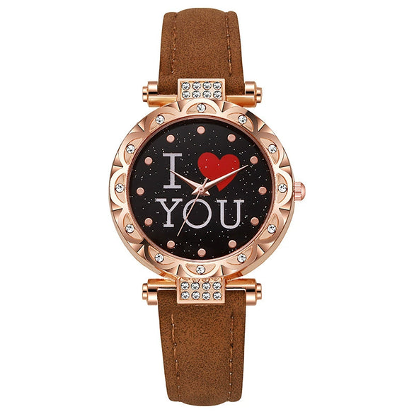 Women's Casual Quartz Digital Watch With Plastic Case Imitation Leather Strap And Round Dial