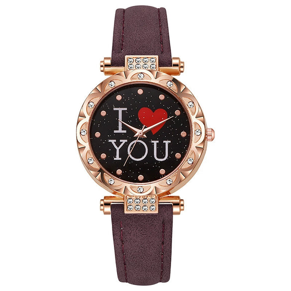 Women's Casual Quartz Digital Watch With Plastic Case Imitation Leather Strap And Round Dial