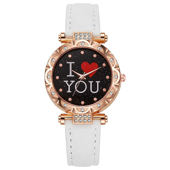 Women's Casual Quartz Digital Watch With Plastic Case Imitation Leather Strap And Round Dial