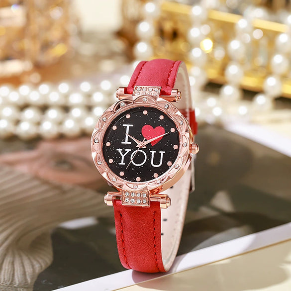 Women's Casual Quartz Digital Watch With Plastic Case Imitation Leather Strap And Round Dial