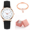 Women's Casual Quartz Watch Alloy Case Imitation Leather Strap Round Dial Frosted Finish