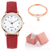 Women's Casual Quartz Watch Alloy Case Imitation Leather Strap Round Dial Frosted Finish